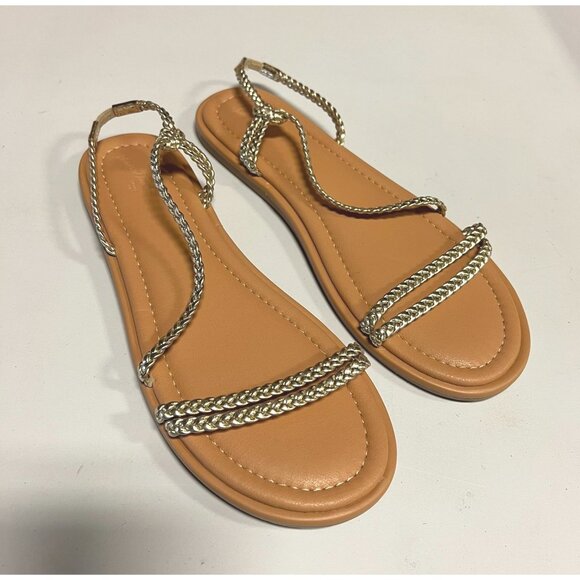 Universal Thread Uri Sandals Memory Foam Gold Size 9.5 - Picture 1 of 10